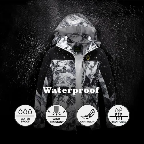 Miniatura 13 de GIISAM Chaqueta de lluvia para hombre, impermeable, ligera, para exteriores, rompevientos con capucha