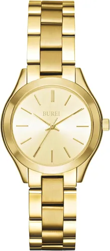 BUREI Reloj de negocios para mujer con fecha de día, movimiento de cuarzo analógico, pulsera de acero inoxidable de oro plateado, reloj de moda para
