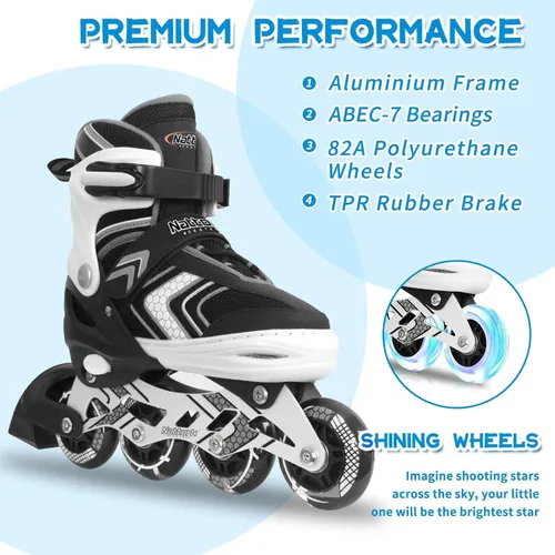 Miniatura 3 de Nattork Patines en línea ajustables para niñas y niños con ruedas completamente iluminadas, patines en línea para principiantes para niños y jóvenes