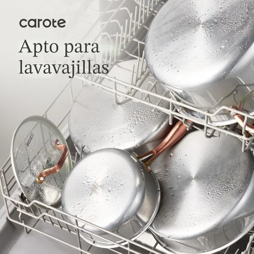 Miniatura 8 de CAROTE Sartén de 10 Pulgadas de Acero Inoxidable de Tres Capas, Sartén Antiadherente para Huevos y Tortillas, Apto para Horno, Inducción, Compatible