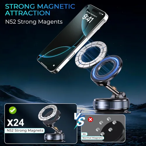 Miniatura 4 de Soporte magnético para teléfono, compatible con Magsafe iPhone y todos los teléfonos inteligentes, coche/gimnasio/cocina/espejo/superficie lisa