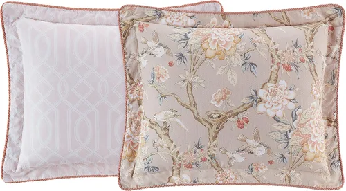 Miniatura 6 de WAVERLY Mudan - Juego de edredón reversible con diseño floral, tamaño King, color gris topo, 4 piezas