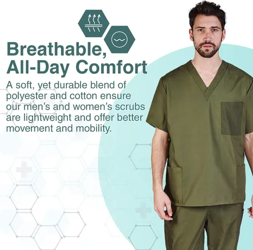 Miniatura 7 de Natural Uniforms Cómodo ajuste para hombre, uniforme de trabajo, 8 bolsillos