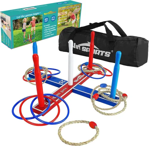 Juego de lanzamiento de anillos de madera de alta calidad, juego de lanzamiento de WIn SPORTS para interiores y exteriores, para niños y adultos,