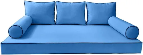 Miniatura 2 de Prolinemax Funda solamente Sábana bajera ajustable para colchón de sofá cama estilo 3 doble con ribete de contraste para exteriores AD102