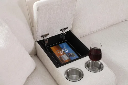 Miniatura 6 de Ball & Cast Sofá modular en forma de L de 127 pulgadas con otomana móvil y 6 cojines, sofá tapizado de felpilla de 7 asientos con 2 portavasos