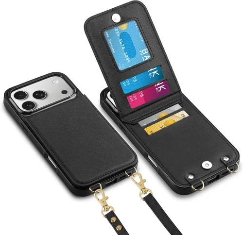Miniatura 28 de Vofolen Funda para iPhone 11 con tarjetero con bloqueo RFID, correa ajustable, cierre magnético, resistente, a prueba de golpes, funda protectora