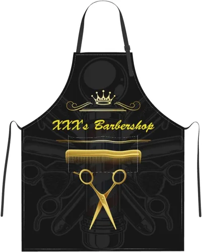 Miniatura 26 de Delantal de peluquería personalizado para hombres y mujeres, delantal de peluquería con texto personalizado con bolsillos, delantal ajustable