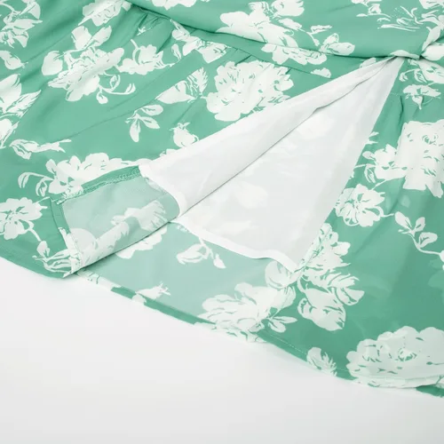 Miniatura 5 de GRACE KARIN Vestido de verano con cuello en V y mangas con volantes para mujer, vestido midi con vuelo y escalonado, vestido de cóctel