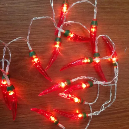 Miniatura 5 de OSALADI Guirnalda de luces LED de chile de 9.8 ft, 20 LED, funciona con pilas, luces rojas de chile para decoración de festivales, luces de chile