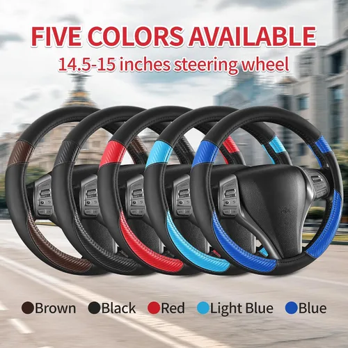 Miniatura 5 de Funda antideslizante de piel de napa para volante de automóvil, accesorios universales para automóvil para mujeres y hombres, apto para SUV de 14