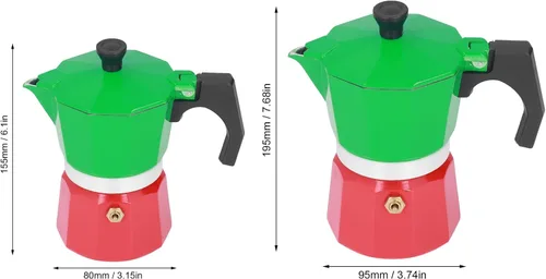 Miniatura 7 de Pilipane Cafetera de café expreso y cafetera, olla clásica de moka, cafetera de aluminio, cafetera de inducción Moka para capuchino o café con leche