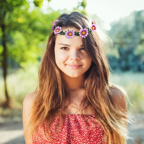 Miniatura 4 de Lawie Paquete de 10 coronas bohemias de girasol, margaritas, rosas, coronas de hojas florales con cinta de halo, diademas para el cabello, diadema