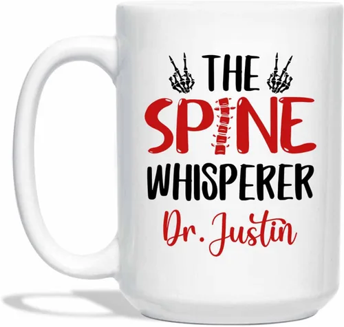 Miniatura 11 de Taza de té blanca personalizada con nombre quiropráctico de 11 onzas, 15 onzas, taza de café quiropráctico personalizada, taza de café quiropráctica
