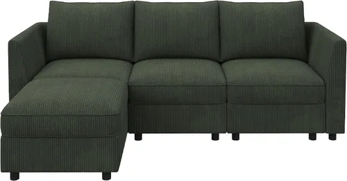 Miniatura 3 de HONBAY Sofá seccional modular con almacenamiento en forma de L sofá seccional, sofás convertibles para sala de estar - verde