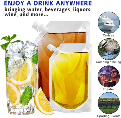 Miniatura 6 de Frascos de Plástico-Corredores de Ron Bolsas de Licor de Plástico para Colar Alcohol, A Prueba de Fugas, Sin BPA, Kit de Frasco de Viaje de Jugo