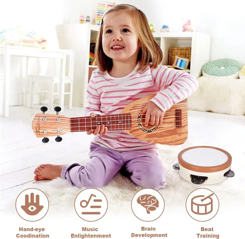 Miniatura 4 de Conjunto de Guitarra para Niños - Juguetes Musicales para Regalos de Cumpleaños de Niños de 2 3 Años, Juguetes Montessori para Niñas de 2 Años