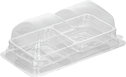 Miniatura 2 de Restaurantware Thermo Tek - Contenedores de postre de 5.3 x 2.6 x 1.8 pulgadas, 100 compartimentos duales transparentes para llevar, con tapa