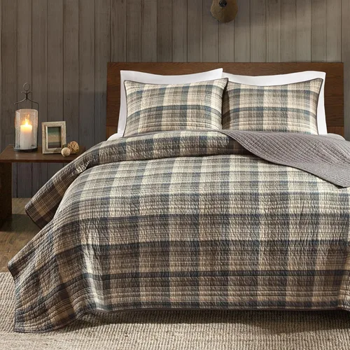 Miniatura 12 de Woolrich - Juego de edredón reversible de algodón, estilo cabaña invertido a color sólido, colcha ligera de retazos para todas las estaciones