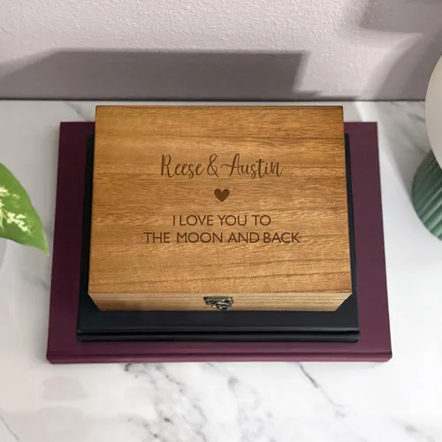 Miniatura 2 de Let's Make Memories Caja de recuerdos de madera personalizada con tapa con bisagras, caja de recuerdos de madera, almacenamiento decorativo