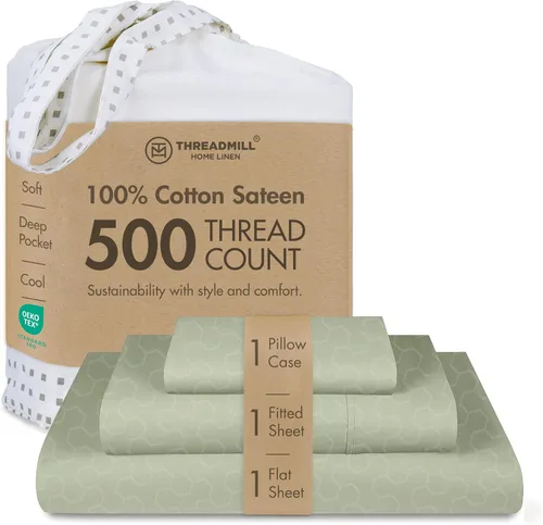 Miniatura 25 de Threadmill - Sábanas de algodón de lujo para hotel, tamaño King, 100% algodón, 500 hilos con bolsillo profundo, ajuste cómodo, suaves y frescas