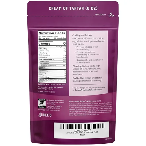 Miniatura 2 de Judee's Gluten Free Cream of Tartar - Estabilizador para hornear y crema de tártaro para hornear, sin gluten y sin OMG, apto para dieta cetogénica