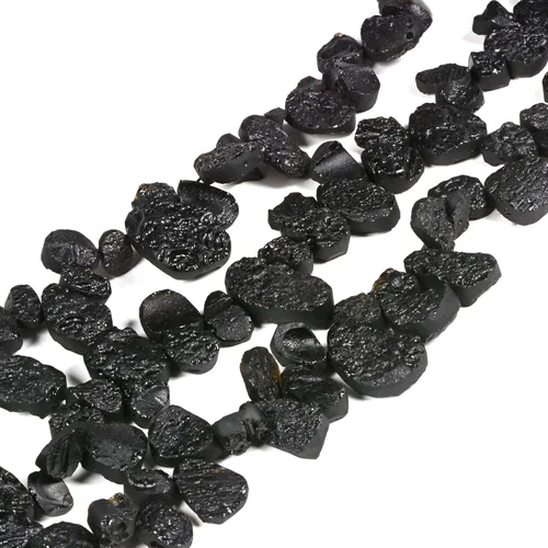 Miniatura 4 de Natural Tektite Slice Chips Rock DIY Joyería Hacer Cuentas 16 Pulgadas