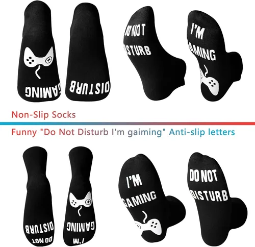 Miniatura 5 de Calcetines con texto en inglés Do Not Disturb I'm Gaming, regalo de cumpleaños para hombre, regalo divertido para adolescentes, papá, hombres