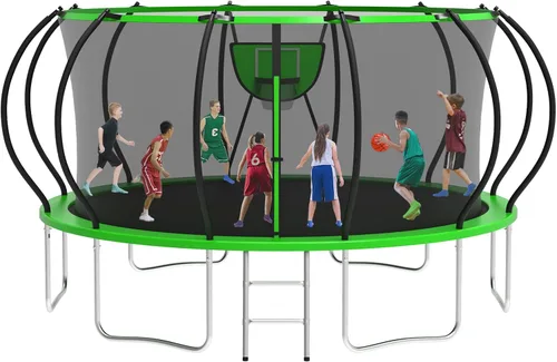 Miniatura 12 de KOFUN Tranpoline Outdoor 16FT 14FT 12FT 10FT 8FT Tranpoline with Basketball Hoop 1500LBS & ASTM Approved & Easy Install, Recreational Tranpolines