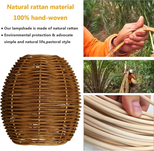 Miniatura 2 de Pantallas de ratán,Cubierta de lámpara colgante de mimbre tejido,Pantalla de ratán Boho para reemplazo de pantalla de lámpara de aplique de pared