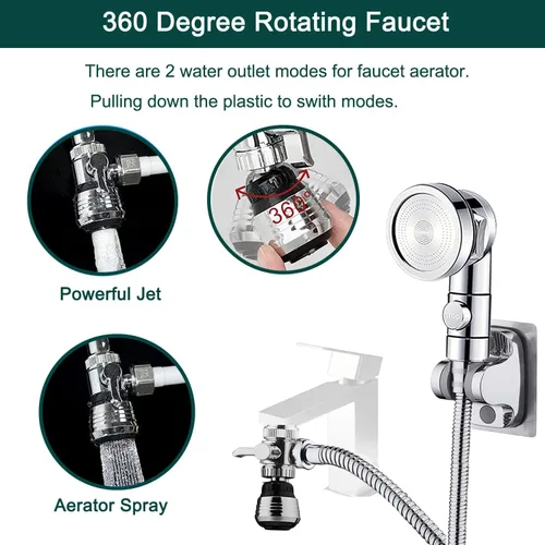 Miniatura 5 de Accesorio rociador de grifo para fregadero, rociador de ducha con manguera de acero inoxidable de 59 pulgadas para lavado de cabello y ducha