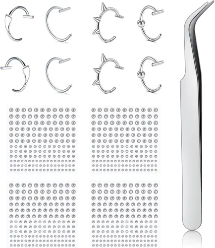 Miniatura 8 de Zolure Piercings Falsos de Labios Dientes de Vampiro Joyería de Piercings Falsos de Labios Aros Falsos de Mordida de Serpiente Joyería de Labios Sin