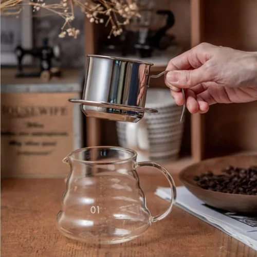 Miniatura 6 de Cafetera, cafetera vietnamita de acero inoxidable, cafetera de goteo de una sola taza, portátil para el hogar, cocina, oficina, uso al aire libre