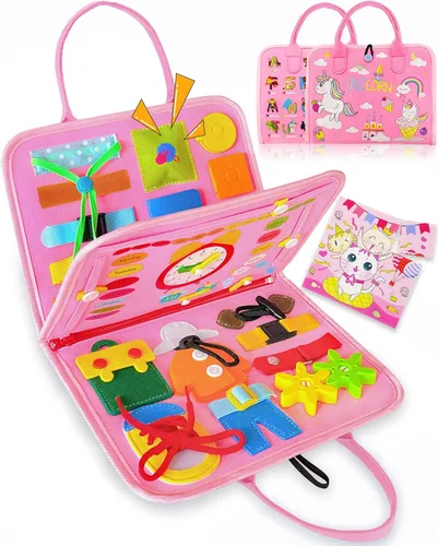 Exorany Busy Board - Juguetes Montessori para niñas y niños pequeños, regalos de cumpleaños, juguetes sensoriales para niños pequeños, juguete