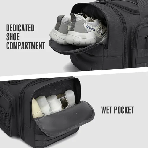 Miniatura 5 de Mochila táctica para gimnasio y viaje, mochila multifuncional para hombre, 45L, bolsa de lona deportiva militar con compartimento para zapatos