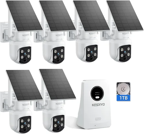 Miniatura 10 de Cámaras de seguridad solares inalámbricas para exteriores, 4MP alimentado por energía solar, kit de 8 cámaras, visión nocturna a color, PTZ de 360°