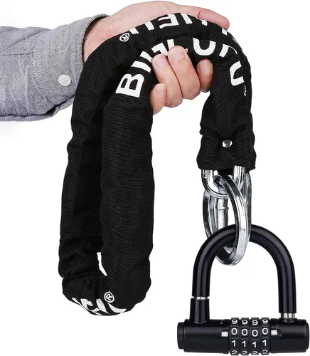 BIGLUFU - Candado de Cadena para Motocicleta, Candados de Cadena de 120 cm/4 pies de Largo, Resistente, Candado de Cadena para Bicicleta, a Prueba