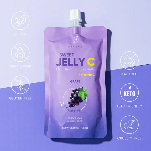 Miniatura 3 de EVERYDAZE Gelatina Dulce Jelly C Konjac Vegana, Sin Gluten, Sin Azúcar, Baja en Calorías Saludable Bebida Frutal Paquete de 10 Bolsas