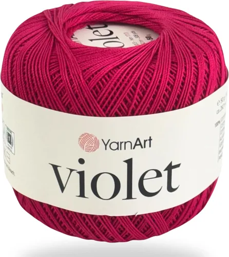 Miniatura 32 de Yarn Art - 1 madeja YarnArt Violet, 100 hilos de hilo de algodón mercerizado, hilo de ganchillo para tejer a mano, bordado y manualidades