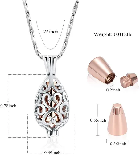 Miniatura 2 de Imrsanl - Joyería para llevar Cenizas - Collar con dije de flor de loto con mini urna de recuerdo para cenizas