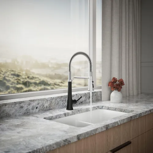 Miniatura 7 de KOHLER 23765-CBL Tone Grifo de Cocina Semiprofesional, Negro Mate/Cromo Pulido Cromo pulido con negro mate
