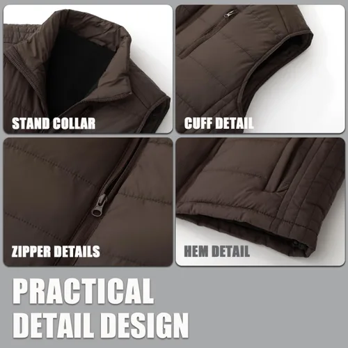 Miniatura 28 de Msmsse Chalecos de invierno para hombre, con forro polar, acolchado, casual, sin mangas