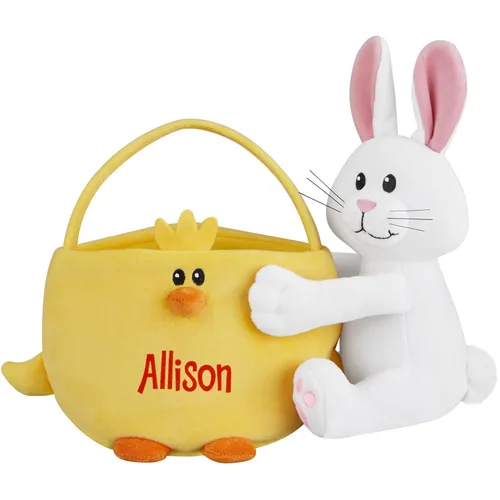 Miniatura 16 de Let's Make Memories - Canasta de Pascua personalizada con amigos peludos, canasta para niños, diseño de conejito de Pascua azul, solo incluye