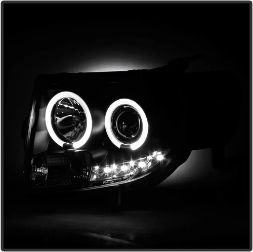 Miniatura 6 de ACANII - Para Ford Escape 2008-2012 LED Halo Black Housing Proyector Faros Faros Delanteros, Lado del Conductor y del Pasajero