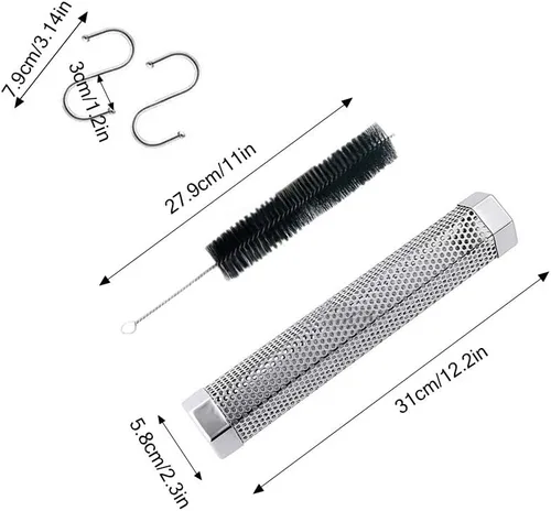 Miniatura 2 de Tubo de ahumador de pellets para parrilla, 12 pulgadas de acero inoxidable de alta calidad, tubo de pellets de madera para barbacoa de gas, carbón