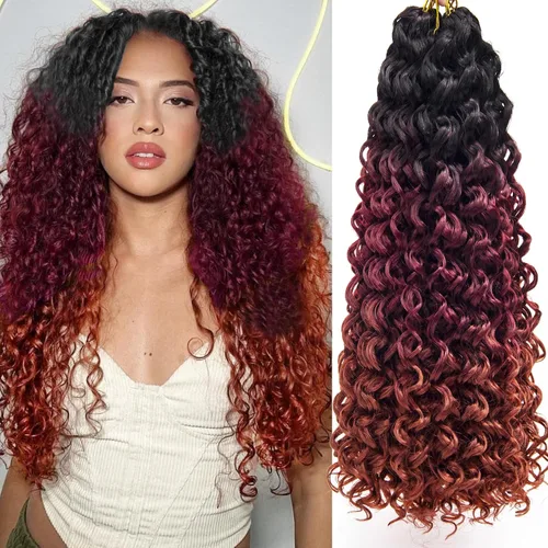 Miniatura 64 de GoGo Curl Crochet Hair 18 pulgadas onda de agua pelo sintético bohemio ganchillo trenzado jengibre onda profunda extensiones de cabello trenzado