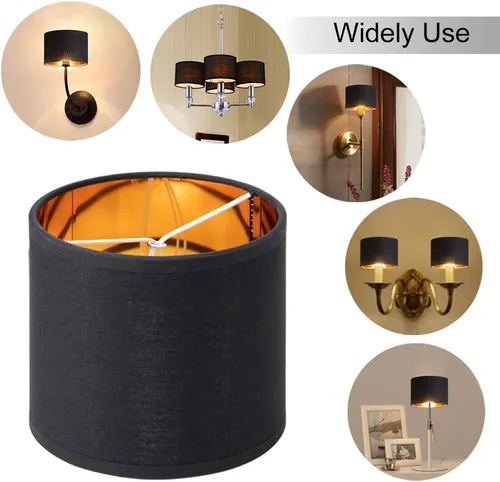 Miniatura 6 de Wellmet Pantallas de Lámpara, Pantallas Pequeñas de Candelabro SOLO para Bombillas de Vela, Pantallas de Lámpara de Tambor con Clip, Juego de 6