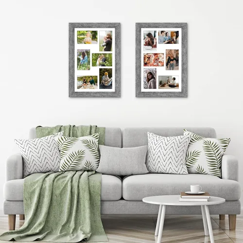 Miniatura 460 de Marcos de Fotos Collage de 13.5X15.5 con 7 Aberturas para Fotos de 4X6, Marco de Fotos Múltiples con Paspartú para Decoración de Pared, Grano