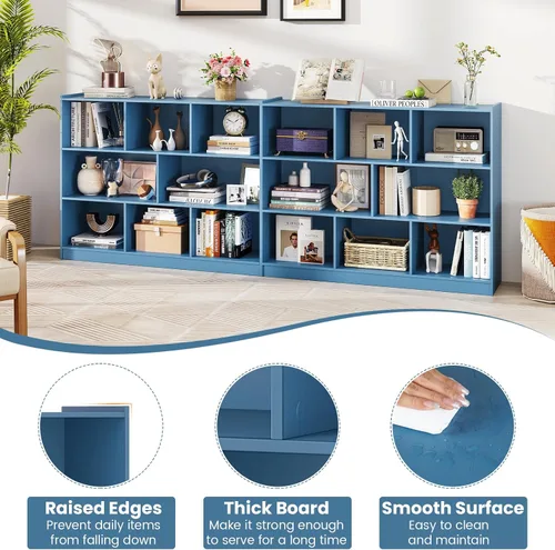 Miniatura 8 de Giantex Estantería de 8 cubos, estantería abierta independiente de 3 niveles, gabinete de almacenamiento moderno, organizador de almacenamiento