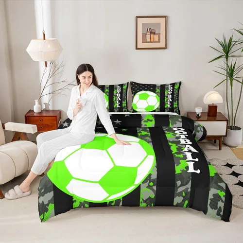 Miniatura 77 de Feelyou Juego de edredón de baloncesto para niñas y niños, juego de ropa de cama con juegos de pelota, decoración de habitación, regalo para amantes